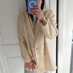 Chic Cream Double-Breasted Women's Blazer